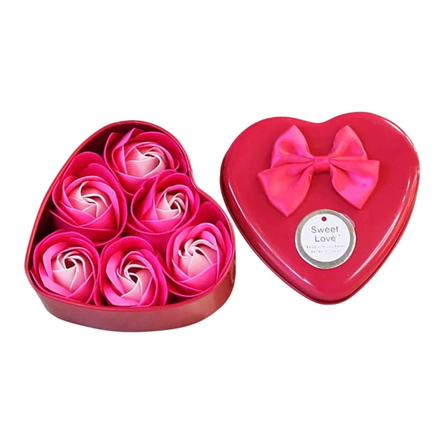Offre Spéciale! Boîte en Étain avec 3 Roses en Savon Cadeau de la Saint-Valentin