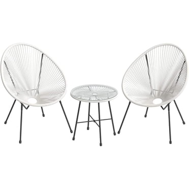 Songmics – Lot de meubles de patio Acapulco 3 pièces, blanc
