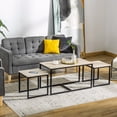 thumbnail image 2 of HOMCOM Nesting Coffee Table Set of 3, Modern End Tables with Black Metal Frame for Living Room Home Furniture, Natural, 2 of 10