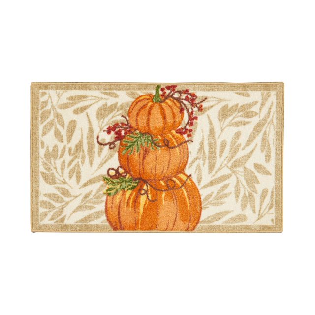 Nourison Tapis d'Accent d'Automne Three Pumpkins, Beige, 18 X 30