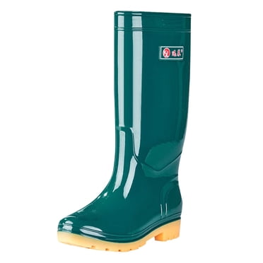 Rain Boots for Women, High-Cut Waterproof PVC Construction with Non-Slip Yellow Sole, Fashion Casual Style for Spring Summer Outdoor Use