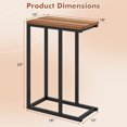 thumbnail image 3 of Gymax Table d'Appoint en Forme de C avec Patins de Pieds Ajustables Petite Table à Collation pour Salon Brun Rustique, 3 of 10