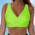 thumbnail image 2 of Huesdet Bikini Haut pour Femmes Maillot de Bain Col en V Bretelles Spaghetti Réglables (Jaune, G), 2 of 9
