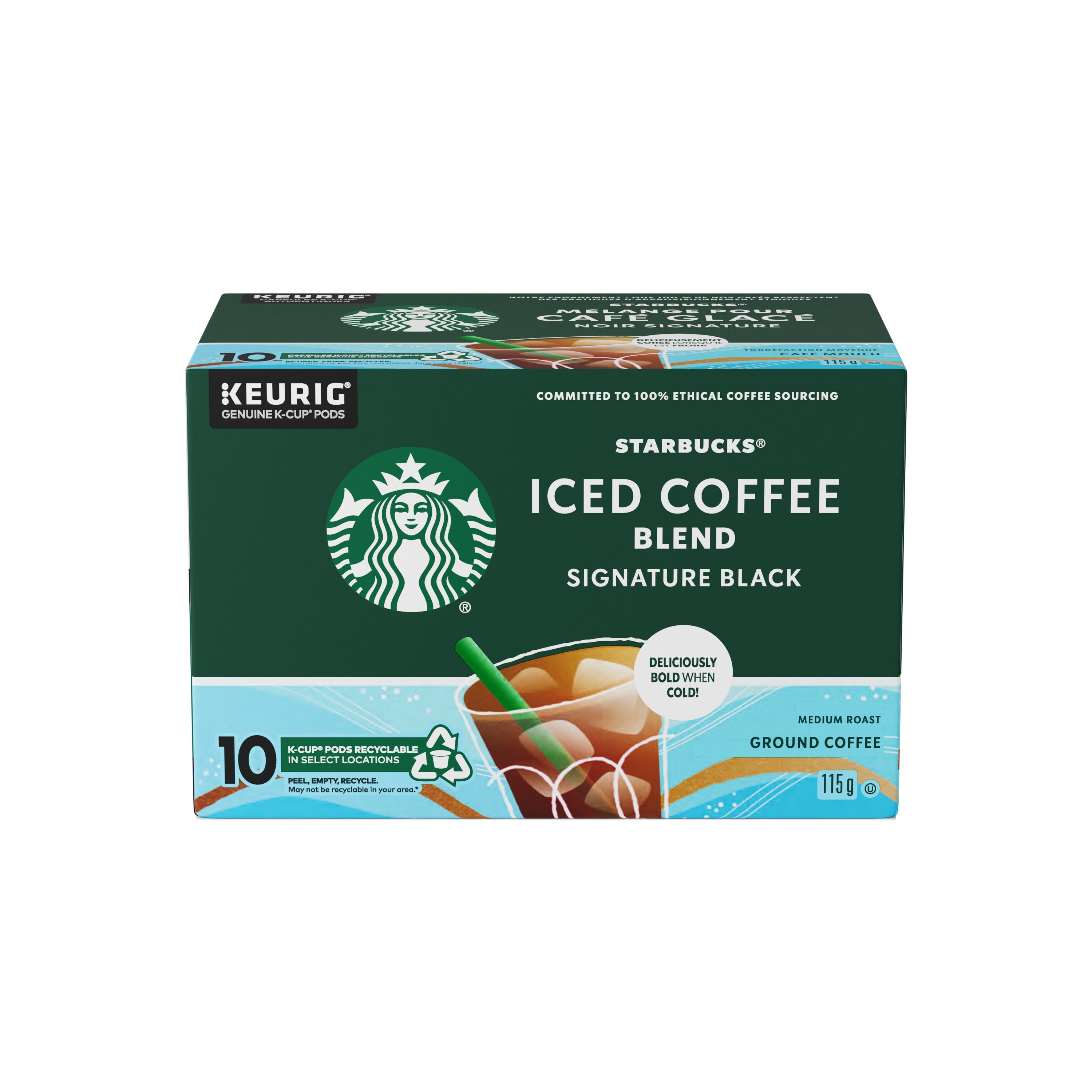 STARBUCKS Iced Coffee Blend, Signature Black, K-Cups, Cold Brew Coffee Pods, Medium Roast