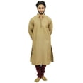 thumbnail image 2 of Atasi Ethnic Men's Kurta Pyjama Set Brown Bollywood Designer Shirt-Small, 2 of 6