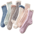 thumbnail image 1 of Chaussettes Douces pour Femmes Chaussettes Blanches Chaussettes Confortables Chaussettes Moelleuses pour Femmes Chaussettes en Polaire 5 Paires Blanches, 1 of 5