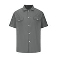 thumbnail image 5 of cfhntfmh Short Sleeve Shirts for Men Button down Summer Casual Collared V Neck Tops Solid Color Beach Blouses, 5 of 5
