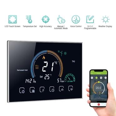 95-240V Wi-Fi Smart Programmable Thermostat 5+1+1 Six Periods Voice APP Control Backlight LCD Water/ Gas Boiler Heating Thermoregulator with Index Humidity Display Lock Function Compatible