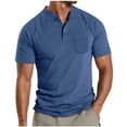 thumbnail image 2 of FAIWAD Men's Short Sleeve Shirts Button Casual Slim Mock Neck Basic Tees Summer Solid Color Workout Tops, 2 of 8