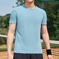 thumbnail image 1 of Styesk T Shirts for Man Solid-Color Casual Elastic Sports Short Sleeved Round-Neck Blouses, 1 of 5