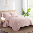 thumbnail image 2 of Peace Nest Premium Damask Pattern Reversible Coverlet Set 100% Soft Microfiber Fabric, Pink, King Size, 2 of 5