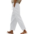 thumbnail image 1 of Women's Casual Linen Pants - High Waist with Side Pockets - Spring/Summer Long Pants, 1 of 4