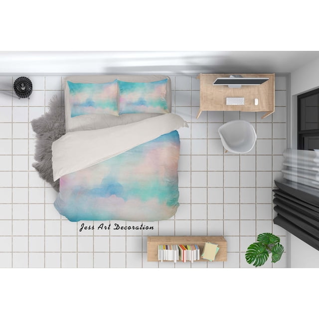 Ensemble de Housse de Couette Aquarelle 3D Ensemble de Literie Taies d'Oreiller 45