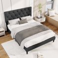 thumbnail image 1 of Costway Full Size Bed Frame with Button-Tufted Headboard & Wooden Slats Easy Assembly, 1 of 10