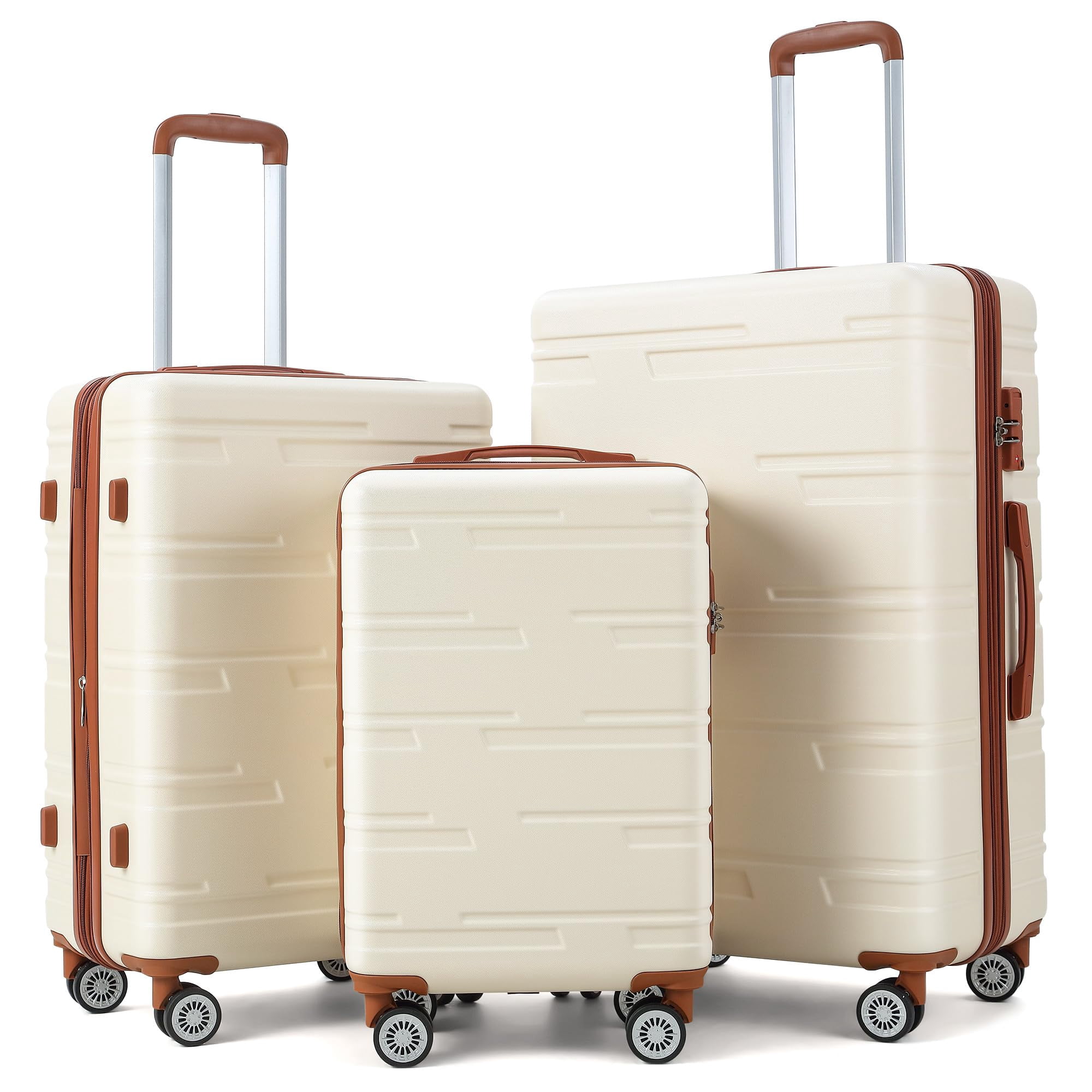 QinaQin Three-Piece Expandable Luggage Set, Three-Piece Travel Suitcase with Spinner Wheels (20-Inch/24-Inch/28-Inch), Durable Hard-Shell Luggage