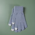 thumbnail image 2 of Winter Knitted Solid Color Wool Thickened Brushed Five Finger Finger Cycling Warm Gloves, 2 of 3