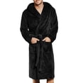 thumbnail image 1 of WZXFASHION Men's Winter Lengthened Coralline Plush Shawl Bathrobe Long Sleeved Robe Coat Intimates Black XXXXXL, 1 of 8