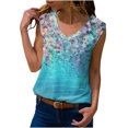 thumbnail image 2 of Leutsin Hauts pour Femmes Col en V Imprimé Sans Manches Gilet Blouse Hauts, 2 of 6