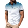thumbnail image 1 of Male Spring and Summer Men T Shirts V Neck Pack Breathable Short Sleeve T Mens Short Sleeve Shirt Solid Color Button Rams T Shirt Lapel Pocket Bottoming Shirt, 1 of 9