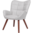 thumbnail image 1 of Mid Century Modern Upholstered Accent Chair for Living Room, Dining Room, or Kitchen – High Back, Solidified Oak Wood Legs, Comfortable Seating - Grey, 1 of 7