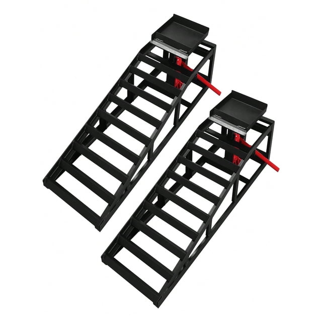 Lot de 2 Rampes Hydrauliques pour Voiture en Acier Robuste, Rampes de Service pour Levage de Voiture, Cadre de Réparation de Levage Hydraulique Automobile pour Magasins de Réparation DIY, Magasins de Beauté Auto, Huile