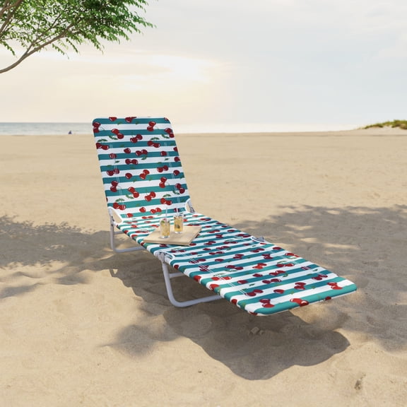 Chaise longue de plage pliante en acier Mainstays, cerise