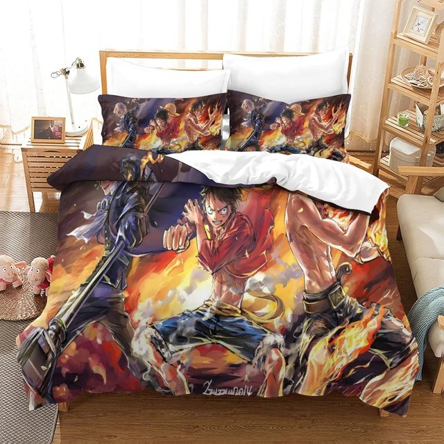 KNITII Parure De Lit Anime Luffy 3D Printed Parure De Lit Anime Luffy Chopper Design Duvet Cover Set Bedding Set,Soft Microfiber,Hidden Zipper Double