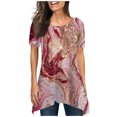 thumbnail image 1 of Yuyuzo Hauts d'Été pour Femmes 2025 Coupe Ample Col Rond Manches Courtes T-Shirts T-Shirts Graphiques Étoiles et Rayures Blouses Décontractées et Confortables, 1 of 5