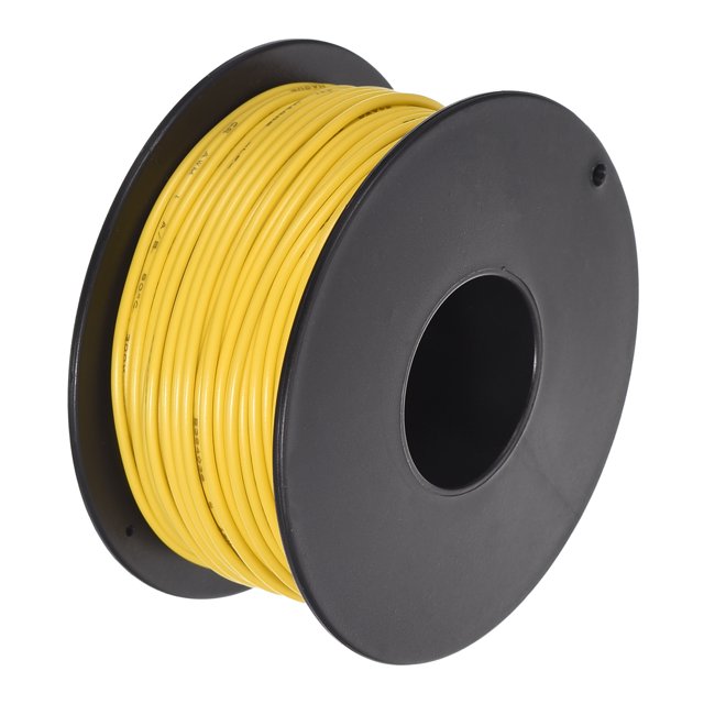 Uxcell 24AWG Stranded Wire Hookup 30M/100ft Yellow, Electrical Wire UL1007 Spool