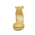 thumbnail image 2 of BLISSFUL STEP Women's Open Toe Cross Strap Mid Block Heel Sandals Yellow 9, 2 of 8