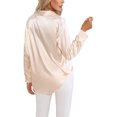 thumbnail image 3 of Innerwin Shirts Long Sleeve Ladies Tunic Tops Office Button Down Soft Blouse Champagne L, 3 of 4