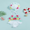 thumbnail image 2 of Infant Girls Swimsuits Tie-Up Tank Tops Ruffles Shorts Sun Hat Bikini Split Swimwear Set, 2 of 7