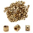 thumbnail image 1 of Wekity M4x4mm Female Thread Knurled Nuts,100PCS Hx5mm OD Brass Threaded Insert Embedment Nuts Hydraulic Welded Joint Injection Molding Assortment Kit for 3D Printing Injection Molding-0621, 1 of 5