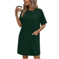 thumbnail image 2 of ShomPort Robe T-Shirt d'Été pour Femme Décontractée à Manches Courtes, Col Rond, Basique, Ample, Mini, avec Poches, 2 of 6