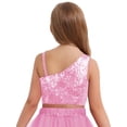 thumbnail image 4 of iixpin Girls Off Shoulder Tops Kids Sparkle Glitter Spaghetti Straps Pageant Crop Tank Top Pink 8, 4 of 6