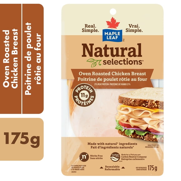 Maple Leaf Natural Selections Sliced Deli Chicken Breast Oven Roasted, 175 g