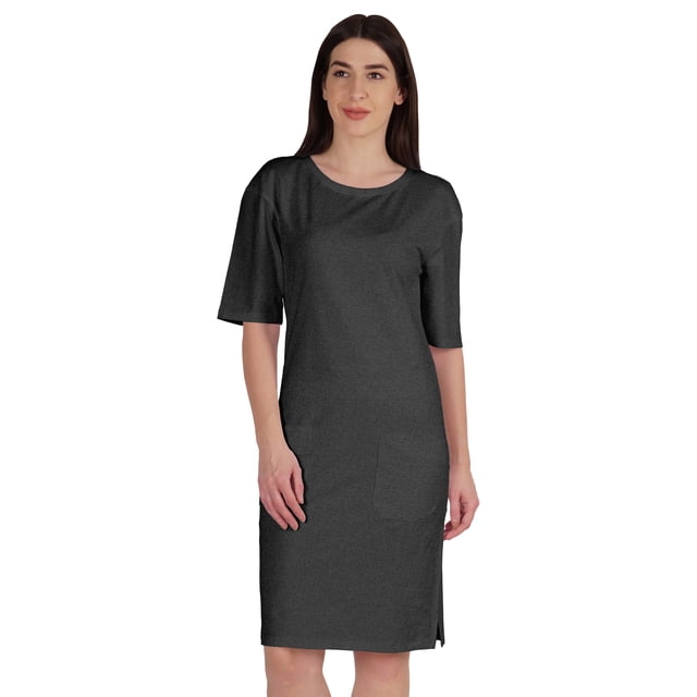 Inkmeso Robe T-Shirt pour Femmes à Manches au Coude, Coupe Régulière, avec Poches avant