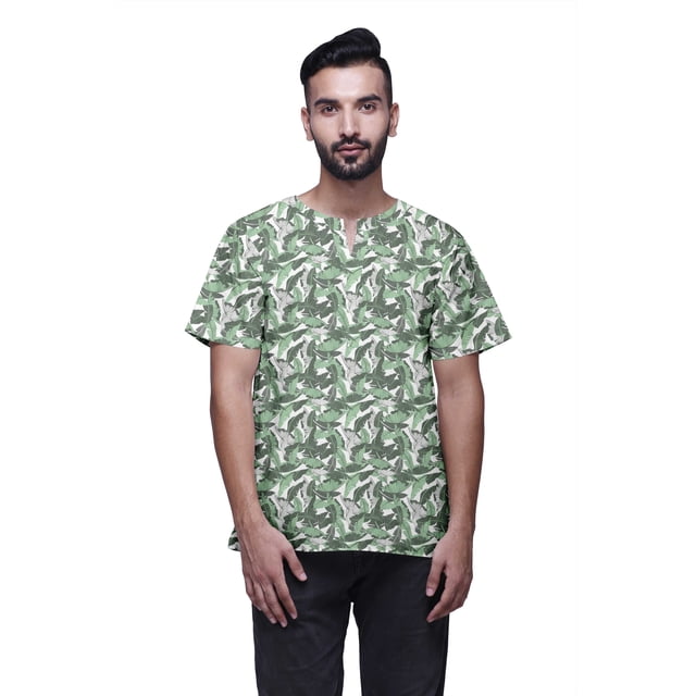 Atasi Indian Kurta For Boys Printed Short Sleeve Kurta For Men Designer Kurta