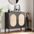 thumbnail image 2 of BeesClover Buffet en Rotin avec Portes et Étagères, Table Console pour Salle à Manger Salon Couloir Entrée, Buffet de Rangement Style Ferme Moderne Meuble d'Accent, 2 of 8