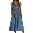 thumbnail image 1 of Ovzne Robes pour Femmes Robe Robe d'Été Décontractée pour Femmes Dégradé Sans Manches Col en V Longue Robe Grande Taille Robe Maxi Liquidation, 1 of 4