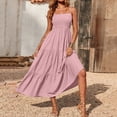 thumbnail image 1 of EGNMCR Robe Maxi d'Été pour Femme Grande Taille Décontractée Bohème Sans Manches à Taille Élastique à Volants Évasée en A Longue Robe de Plage Soleil Robes, 1 of 8