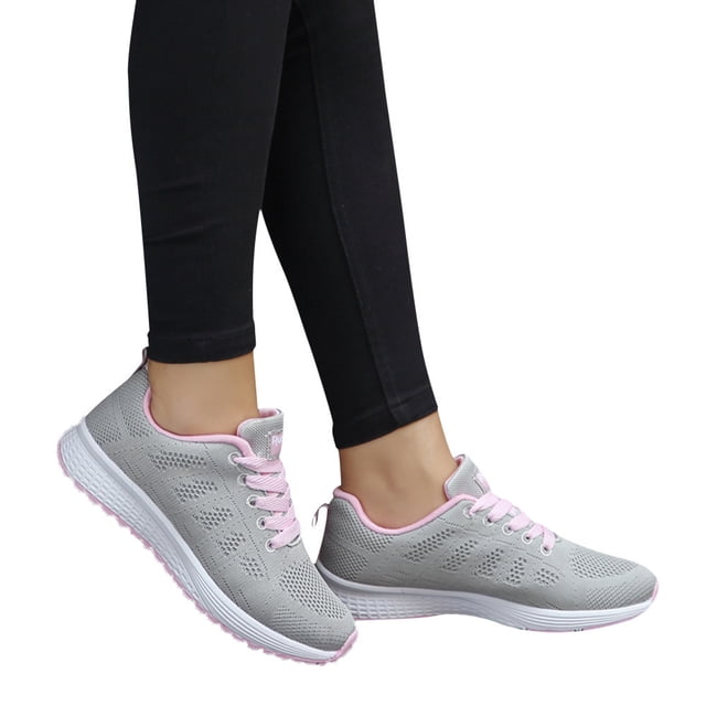 Espadrilles Plateforme Femmes Femmes Mode Maille Rond Brides Croisées Espadrilles Plates Chaussures de Course Chaussures Décontractées Femme Espadrilles Femmes Chaussures(Gris,5.5)
