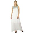 thumbnail image 2 of Bimba Robe Longue Maxi Blanche pour Femmes à Moitié Doublée avec Encolure Perlée, 2 of 6