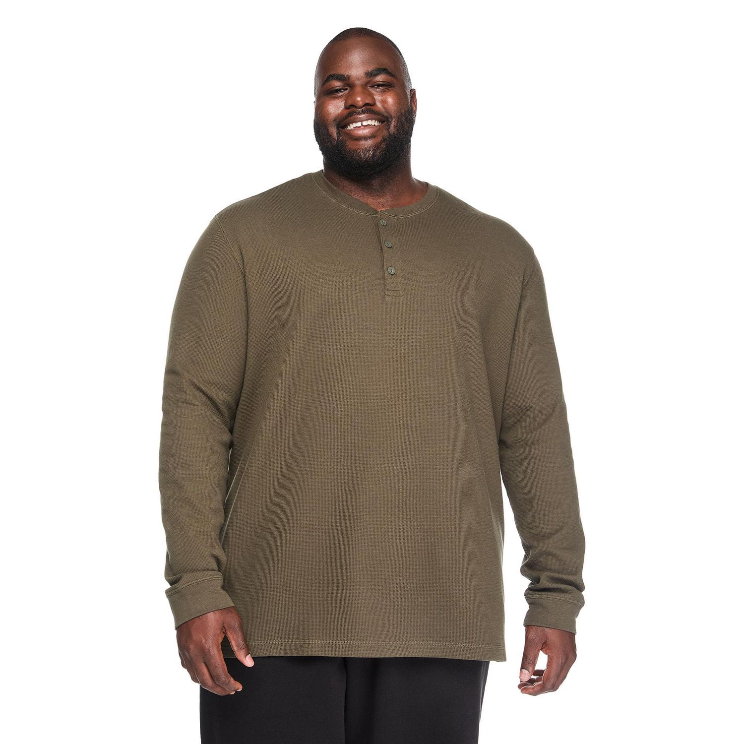 T-shirt à col henley et manches longues George Plus pour hommes