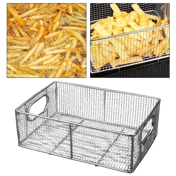 Elodie Panier de Friteuse Friture Service des Aliments avec Poignées Portatives Acier Inoxydable Chaleur 35x25x10 cm
