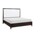 thumbnail image 2 of Ensemble de Chambre Moderne 4 Pcs Lit Grand Table de Chevet Commode Miroir Meubles en Bois Finition Blanc et Cerisier, 2 of 7