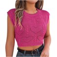 thumbnail image 1 of Timegard Débardeurs Courts pour Femmes Col Ras du Cou Tricot Manches Courtes Haut de Sortie Ajusté Été Décontracté Haut Blouse, 1 of 5