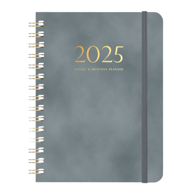 Meitianfacai Coil Planner 2025 Weekly Planner Diary A5 Taped Notebook Book, Gray