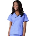 thumbnail image 1 of Maevn Core Contrast Y-Neck Mock Wrap Scrub Top [XXS - 5XL, FREE SHIPPING], 1 of 1