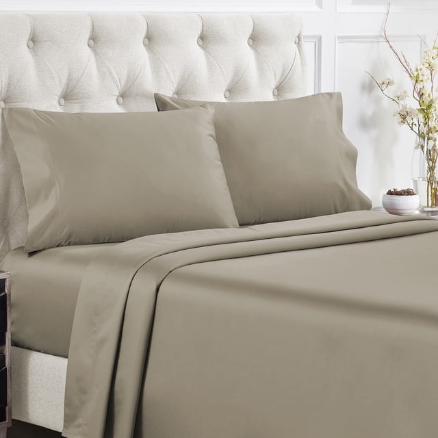 California Design Den Sheet Sets, Natural 100% Cotton Sheets, Soft Luxury 400 Thread Count Sateen Bedding Sheets Set, Deep Pocket Cooling Sheets